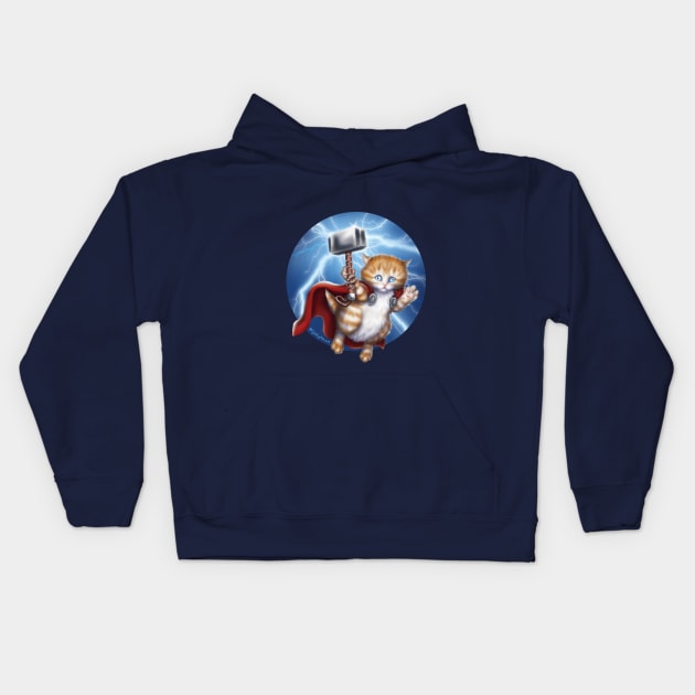 Thor Kitten Kids Hoodie by GeekyPet